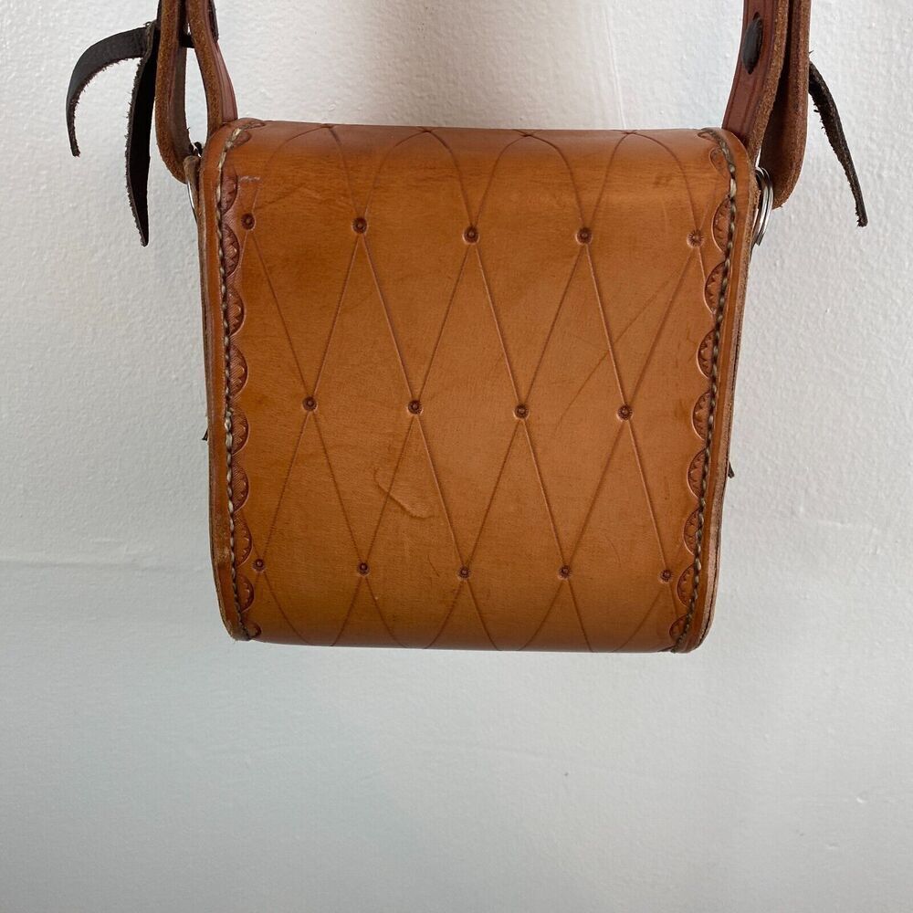 Vintage Genuine Leather Hand Tooled Brown Leather Western Boho Shoulder Purse - Picture 5 of 12